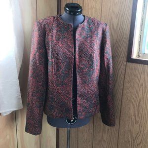 Warm-Toned Jacquard Woven Blazer with Hand Beading